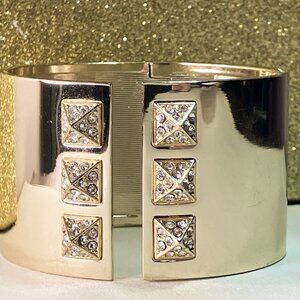 Victoria's Secret Wide Gold Bling Hinge Bangle Cuff Bracelet